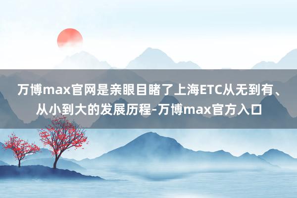 万博max官网是亲眼目睹了上海ETC从无到有、从小到大的发展历程-万博max官方入口