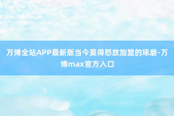 万博全站APP最新版当今莫得怒放加盟的琢磨-万博max官方入口